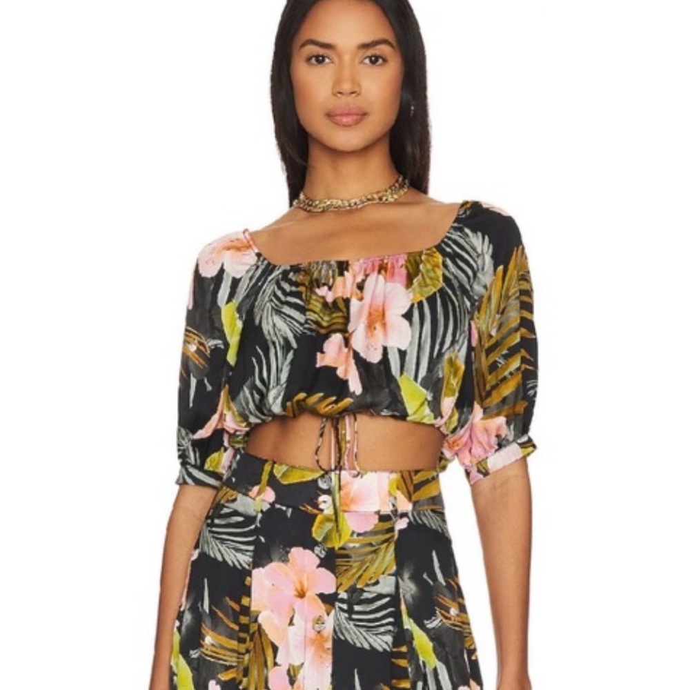 Favorite Daughter Anywhere With You Off The Shoulder Silk Crop Top Size Small